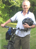 Kevin Whalley with his bicycle